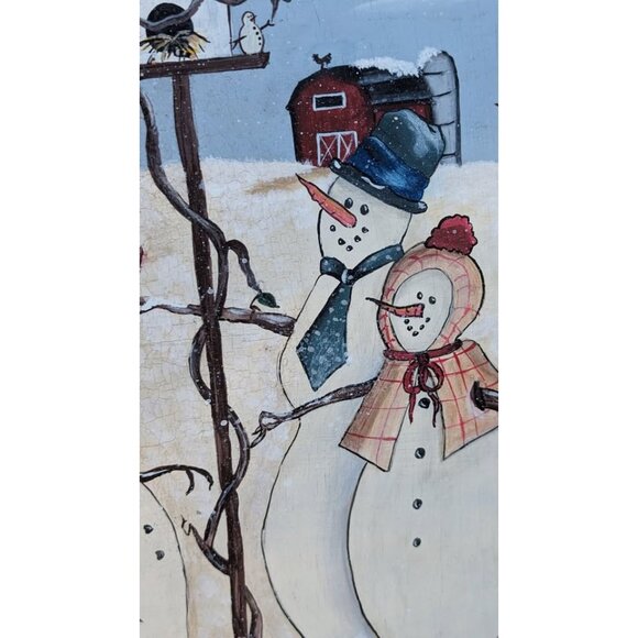 Tole Painted Sled with Winter Scene - Picture 2 of 7